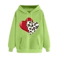 thumbnail image 1 of Goodeals Clearance,Womens Valentine Hoodie Sweatshirts Leopard Valentine's Day Fleece Pullover Plaid Love Heart Graphic Tops Long Sleeve Kanga Pocket Drop Shoulder Shirts(Green,XL), 1 of 5