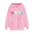 thumbnail image 1 of Goodeals Colorful Mama Letter Print Hoodies 2025 Casual Long Sleeve Pullover Tops Crewneck Loose Mama Sweatshirt,Gift for Mama on Birthday Valentines Mother Day(Pink,XL), 1 of 4
