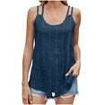 thumbnail image 1 of Goodeals Eyelet Tank Tops for Women Embroidery Sleeveless Double Spaghetti Strap Tops Loose Fit Casual Summer Shirts(Dark Blue,L), 1 of 8