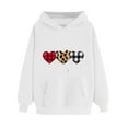 thumbnail image 1 of Leopard Plaid Heart Graphic Pullover Hoodies for Women Valentine's Day Fleece Sweatshirt Cute Long Sleeve Drawstring Casual Hooded Shirt(White,XXL), 1 of 5