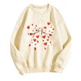 thumbnail image 1 of Goodeals Fleece Womens Crewneck Sweatshirt Oversized Bow Print Pullover Tops Cute Heart Graphic Shirts Valentine's Day Long Sleeve Sweatshirts(Beige,XXL)Clearance Sale, 1 of 4