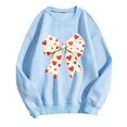 thumbnail image 1 of Fleece Womens Crewneck Sweatshirt Oversized Bow Print Pullover Tops Cute Heart Graphic Shirts Valentine's Day Long Sleeve Sweatshirts(Light Blue,XXL), 1 of 4