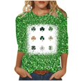 thumbnail image 1 of Goodeals Funny St Patricks Day Blouses Women Shamrock Graphic Tees Casual Fashion 3/4 Length Sleeve T Shirts Round Neck Loose Fit Tunic Tops(Green,XXL), 1 of 5