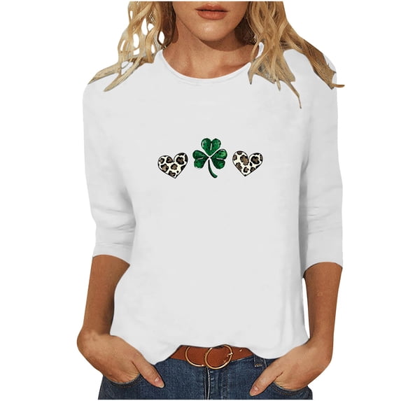 Goodeals A Good Friend is Like-Leaf Women St Patricks Day Shirts Cute Leprechaun Lucky Shamrock Clover Graphic Tees Funny Festival Blouse 3/4 Sleeve Blouse(White,L)