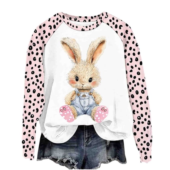 Goodeals Happy Easter Sweatshirt Women Raglan Long Sleeve Shirts 2025 Cute Bunny Rabbit Graphic Tees Pullover Fuuny Lightweight Shirts Tops(Purple,S)