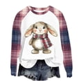 thumbnail image 1 of Happy Easter Sweatshirt Women Raglan Long Sleeve Shirts 2025 Cute Bunny Rabbit Graphic Tees Pullover Fuuny Lightweight Shirts Tops(Purple,XXL), 1 of 3