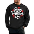 thumbnail image 1 of Men's Fleece Sweatshirts 2025 Happy Valentine's Day Sweatshirt Comfy Long Sleeve Sweater Oversized Round Neck Heart Print Clothes(Black,L), 1 of 6