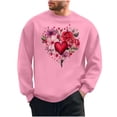 thumbnail image 1 of Goodeals Men's Fleece Sweatshirts 2025 Happy Valentine's Day Sweatshirt Comfy Long Sleeve Sweater Oversized Round Neck Heart Print Clothes(Pink,M)Flash Deals, 1 of 6