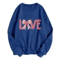 thumbnail image 1 of Goodeals Novelty Bow Love Print Sweatshirt Women 2025 Valentine's Day Fleece Pullover Sweatshirts Cute Long Sleeve Crewneck Shirts Clothes Outfits(Blue,XL)Flash Deals, 1 of 4
