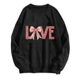 thumbnail image 1 of Novelty Bow Love Print Sweatshirt Women 2025 Valentine's Day Fleece Pullover Sweatshirts Cute Long Sleeve Crewneck Shirts Clothes Outfits(Black,M), 1 of 4