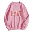 thumbnail image 1 of Novelty Bow Love Print Sweatshirt Women 2025 Valentine's Day Fleece Pullover Sweatshirts Cute Long Sleeve Crewneck Shirts Clothes Outfits(Pink,L), 1 of 4