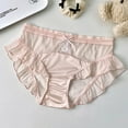 thumbnail image 1 of Novelty Ruffle Trim Panties Cute Summer Underpants, Teen Girls Lovely Brief Satin Patchwork Lightweight Underwear(Pink,L), 1 of 3