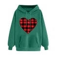thumbnail image 1 of Goodeals Online Deals,Cute Valentines Day Sweatshirt for Women Love Heart Pullover Sweatshirts Buffalo Plaid Graphic Hooded Tops Girls Funny Spring Clothes(Army Green,XXL), 1 of 5