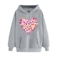 thumbnail image 1 of Goodeals Online Deals,Valentine Day Sweatshirt for Women Love Heart Printed Graphic Pullover Hooded Oversized Shirts Fleece Sweatshirts Cute Long Sleeve Casual Tops(Gray,XL), 1 of 5