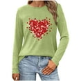thumbnail image 1 of Valentine's Day Crewneck T Shirts Womens Funny Double Heart Graphic Shirts Valentines Gift Tshirt Long Sleeve Couple Tops(Green,XXL), 1 of 5