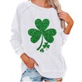thumbnail image 1 of Goodeals Oversize Women's St Patricks Day Sweatshirt Sequin Lucky Shamrock Print Shirts Irish Gift Casual Long Sleeve Crewneck Pullover Tops Loose Fit Outfits(White,M), 1 of 5
