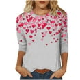 thumbnail image 1 of Goodeals Plus Size Valentines Shirts for Women Cute Oversized Heart Print Crewneck Shirts 3/4 Sleeve Funny Graphic Tee Shirt 2025 Fashion Casual Clothes Tops(Gray,XXL), 1 of 4