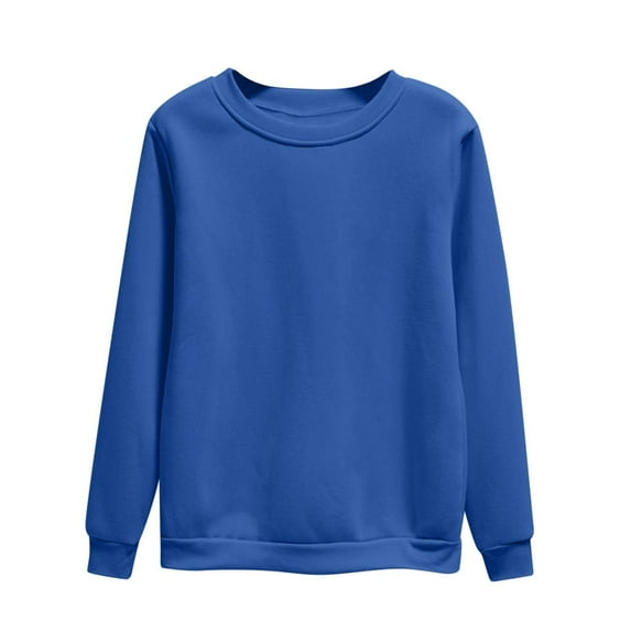 Goodeals Reduced,Fleece Sweatshirt for Women Crewneck Sweatshirts Casual Long Sleeve Loose Pullover Shirts Soft Solid Color Fall Winter Tops(Blue,XL)