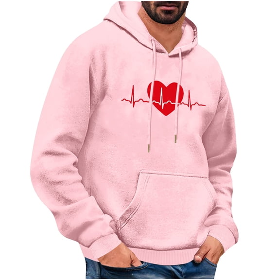 Goodeals Reduced,Men's Rose Printed Sweatshirts Aesthetic Fleece Hoodies Casual Graphic Basic Sweatshirt Fashion Valentines Shirts Lovers Casual Clothes(Pink,S)