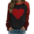 thumbnail image 1 of Goodeals Reduced,Womens Valentines Sequin Tops Love Heart Graphic Valentine's Day Womens Sparkling Graphic Tee Long Sleeve Cute Hearts Shirt Tops(Red,XXXL), 1 of 4
