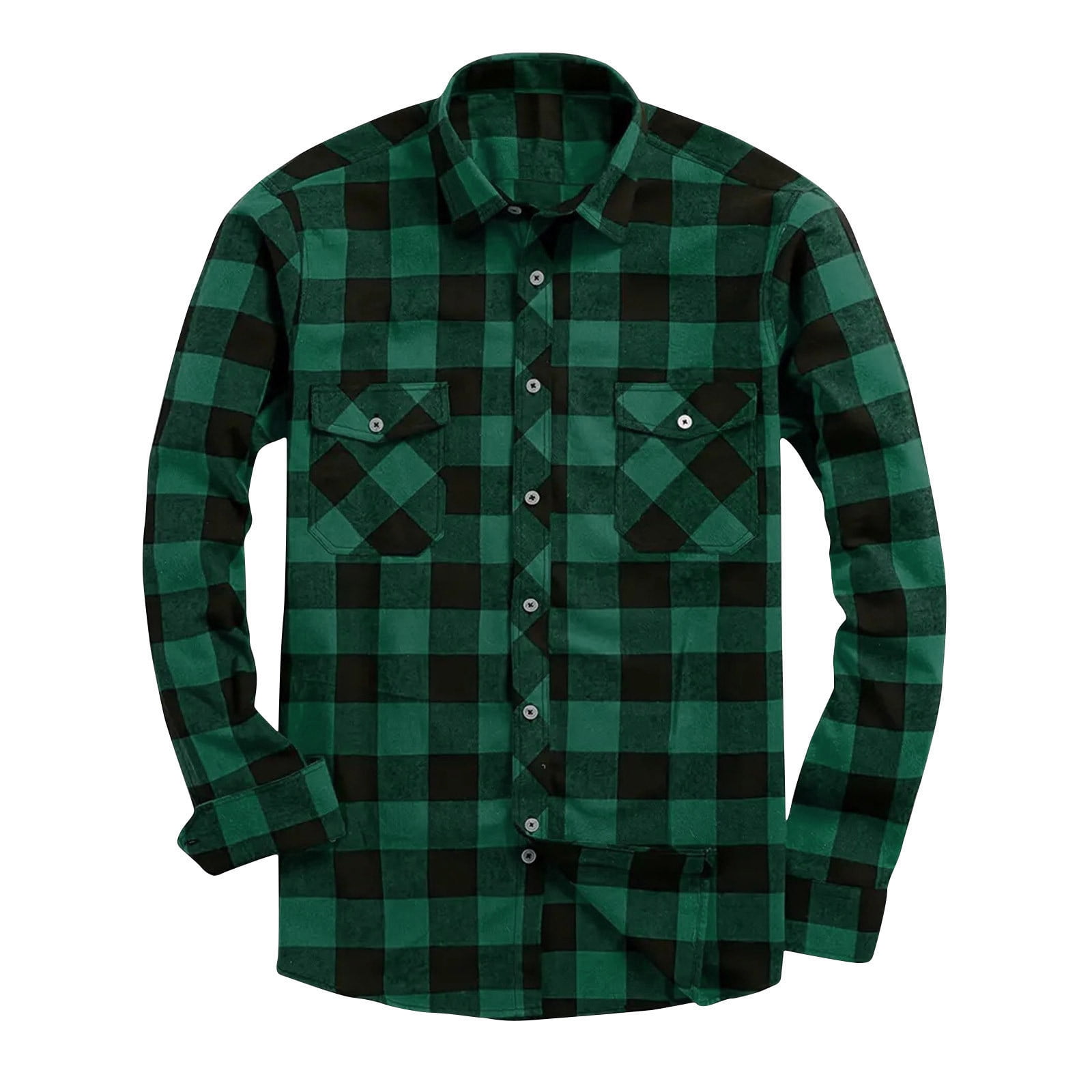 Cromoncent Camicia Uomo In Flanella A Quadri Bufalo – Manica Lunga, Cotone Morbido – Colore Kaki – Taglia L