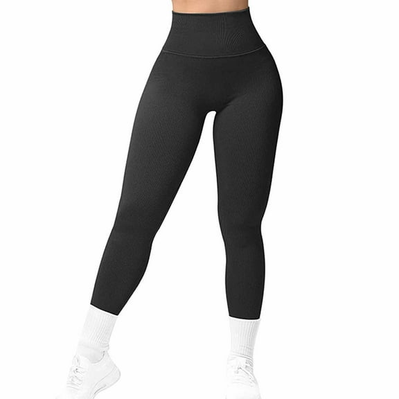 Goodeals Saving,High Waisted Leggings for Women Butt Lifting High Waisted Gym Yoga Pants No See Through Tummy Control Cycling Workout Tights Trouser(Black,L)