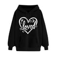 thumbnail image 1 of Goodeals Saving,Women's Casual Heart Print Hoodies Cute Long Sleeve Pullover Hoodie Sweatshirt Tops Valentines Day Gift Pullover for Her(Black,S), 1 of 5