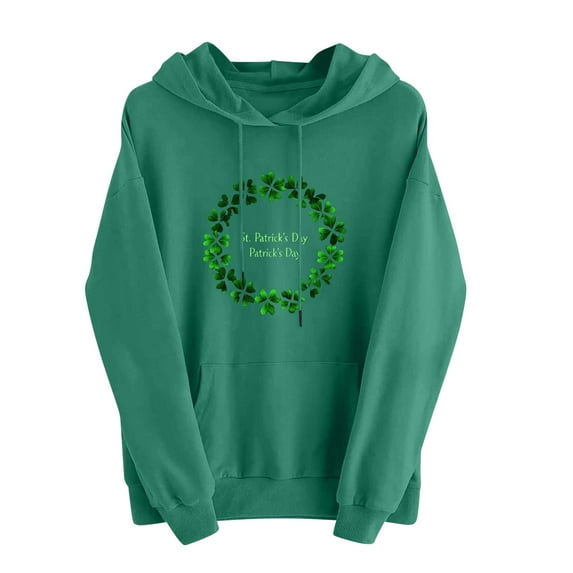 Goodeals St. Patrick's Day Hoodie Sweatshirts Women Casual Irish Long Sleeve Tops Shamrock Lucky Letter Print Shirts 2025 Fashion Loose Fit Pullover Tops(Green,S)