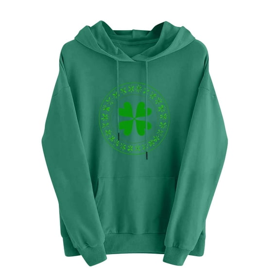 Goodeals St. Patrick's Day Hoodie Sweatshirts Women Casual Irish Long Sleeve Tops Shamrock Lucky Letter Print Shirts 2025 Fashion Loose Fit Pullover Tops(Green,XL)