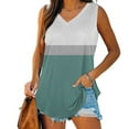 thumbnail image 1 of Goodeals Summer Sleeveless Shirts Women Cute Striped Color Block Tank Tops V Neck Tunics Loose Fit Clothes Curve Hem 2025 Fashion(Green,S), 1 of 7
