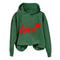 thumbnail image 1 of Goodeals Sweatshirt Hoodie Women Oversized Graphic Sweatshirt Teen Girls Cute Lover Letter Graphic Print Tops Valentine's Day Long Sleeve Fleece Pullover Shirts(Green,XXL)Online Deals, 1 of 6