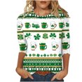 thumbnail image 1 of Goodeals Tie Dye St Patricks Day Shirts for Women Funny Lucky Irish Shamrock T Shirt Green Graphic Tees 3/4 Sleeve Crewneck Tunic Top St. Patrick‘s Day Outfits(Green,S), 1 of 5