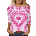 thumbnail image 1 of Goodeals Valentines Day Blouses Women Tie Dye Love Heart Graphic Tees Shirt Spring Shirt Round Neck Tunic Top 2025 Valentine's Day Soft Outfits(Pink,L), 1 of 5