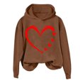 thumbnail image 1 of Goodeals Valentines Day Hoodies for Women Funny Love Heart Print Hooded Oversized Fleece Sweatshirts Casual Trendy Valentine Pullover Sweaters(Brown,L)Clearance Sales, 1 of 6