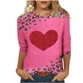 thumbnail image 1 of Goodeals Valentines Day Shirts for Women Plus Size Blouses Love Heart Graphic Tees Soft Comfy /4 Length Sleeve Pullover Top Crewneck Loose Tunic Tees(Pink,XL), 1 of 4