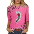 thumbnail image 1 of Goodeals Valentines Day Shirts for Women Plus Size Blouses Love Heart Graphic Tees Soft Comfy /4 Length Sleeve Pullover Top Crewneck Loose Tunic Tees(Pink,XXXXL), 1 of 5