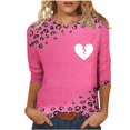 thumbnail image 1 of Goodeals Valentines Day Shirts for Women Plus Size Blouses Love Heart Graphic Tees Soft Comfy /4 Length Sleeve Pullover Top Crewneck Loose Tunic Tees(Pink,L), 1 of 5