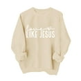 thumbnail image 1 of Valentines Day Sweatshirts for Women Like Jesus Printed Shirts Long Sleeve Sweater Love Heart Graphic Sweatshirt Crewneck Pullover(Khaki,M), 1 of 8