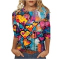 thumbnail image 1 of Goodeals Valentines Shirts Heart Cute Women T Shirts 3/4 Sleeve Shirts for Teen Girls Soft Comfy Raglan Tops Crew Neck Casual Loose Fit Tunic Top(Multicolor,XXXL), 1 of 5
