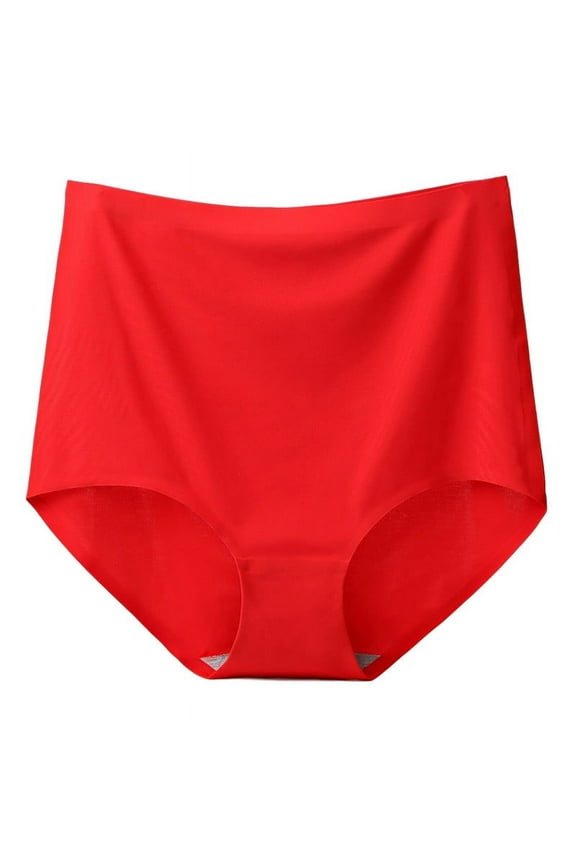 Women High Rise Tummy Control Panties Soft Cooling Silky Summer Underwear Soft Touch Comfort Briefs Solid Underpants(Red,XXXL)