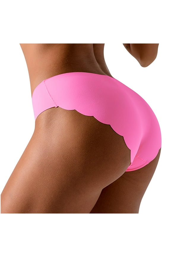 Women Seamless Brief Casual Solid Color Everyday Panties Stylish No Trac Invisible Underpants Teen Girls Undies(Hot Pink,XXL)Clearance Sales