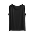 thumbnail image 1 of Women's Modal Camisole Soft Sleeveless Undershirt Seamless Stretch Tank Tops Crew Neck Yoga Tee Summer Flowy Workout Top(Black,XXL), 1 of 7