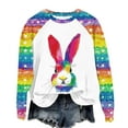 thumbnail image 1 of Goodeals Womens Easter Bunny Sweatshirt Casual Plaid Long Sleeve Shirts Fashion Cute Rabbit Tops Oversized Loose Fit Tops(Purple,M), 1 of 4
