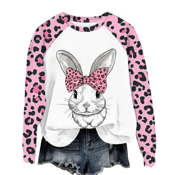 Goodeals Womens Easter Bunny Sweatshirt Casual Plaid Long Sleeve Shirts Fashion Cute Rabbit Tops Oversized Loose Fit Tops(Purple,XXL)