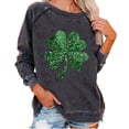 thumbnail image 1 of Womens Loose Sweatshirts Lucky Green Glitter Graphic Pullover Tops Casual Fashion Long Sleeve Shirt Lucky Clover Irish Sweatshirts Saint Patrick's Outfits(Dark Gray,XXL), 1 of 5