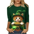 thumbnail image 1 of Goodeals Womens St Pattys Day T Shirt Green Funny Leprechaun Hat Shirts 3/4 Length Sleeve Tops Lucky Irish Shamrock Graphic Tees Top Round Neck Blouse(Green,XXXXXL), 1 of 5