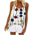 thumbnail image 1 of Goodeals Womens Summer Sleevless Tank Top Pleated Front Printed Outfits Flowy Loose Fit Blouses Spaghetti Strap Camisole Scoop Neck Cami Shirt(White,XXL), 1 of 5