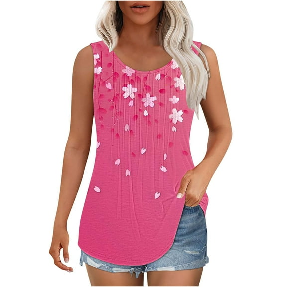 Goodeals Womens Tunic Tank Tops 2025 Cute Butterfly Sleeveless Shirts Pleated Square Neck Casual Top Loose Fit Summer Camisole Tees(Multicolor,L)