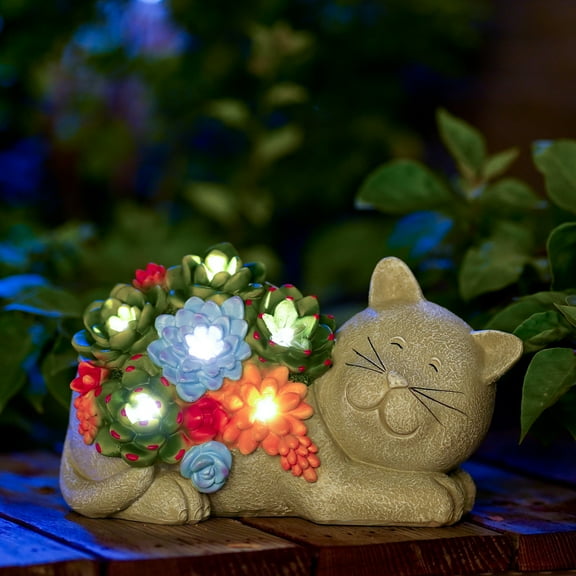 Goodeco Cat Outdoor Decor 5.1 inch Garden Statue LED Solar Lights