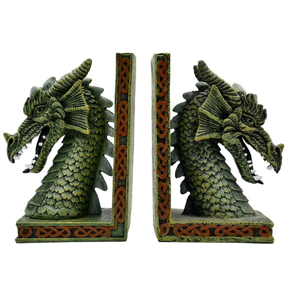 Copper Dragon Bookends for Shelves - 2 Pairs Heavy Book Ends ,  Objects Home Office Desk Bookshelf Decor ,3.94 * 3.27 *6.9 inches